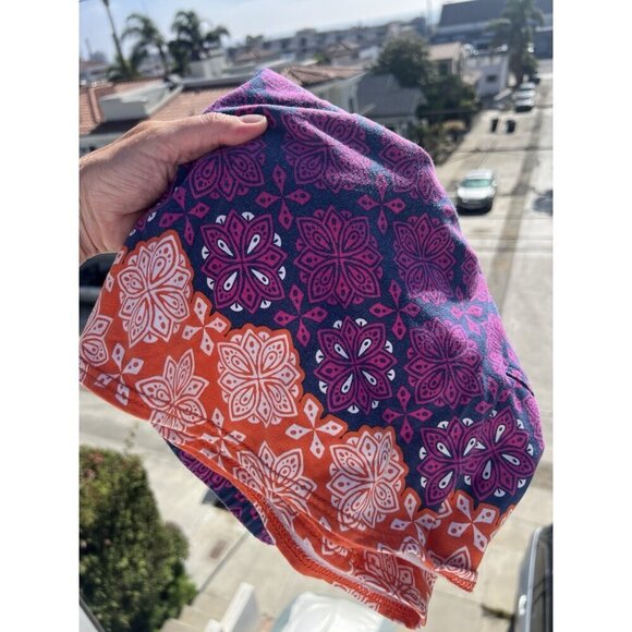 Hatley blue pink paisley boho comfy mini skirt L elastic waist outdoor stretch - Picture 2 of 9